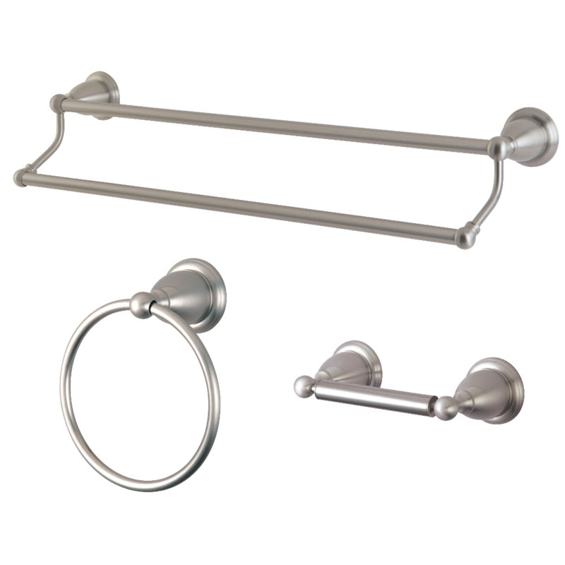 Ensemble de quincaillerie de salle de bain 3 pièces Kingston Brass Heritage, Nickel brossé