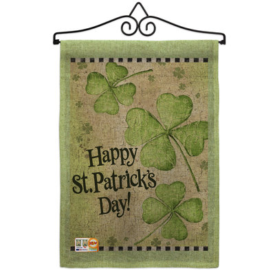 Trèfle de 2 côtés en polyester de la saint-patrick de saint-patrick 19 po x 13 po drapeau de jardin