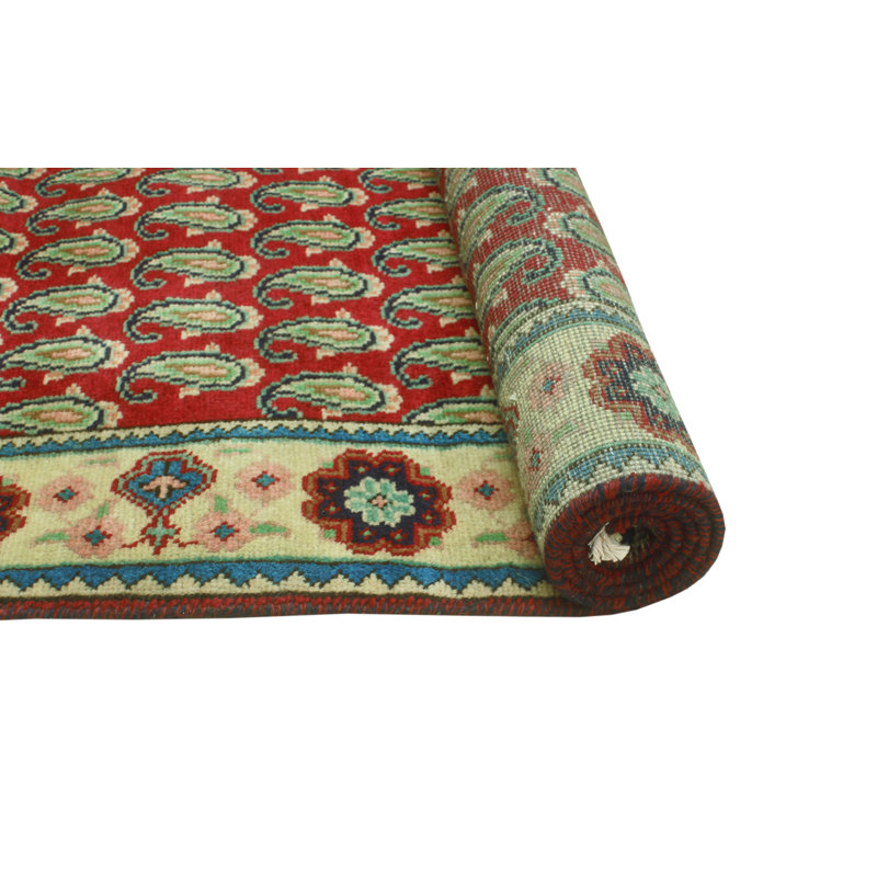 One-of-a-Kind 3'3" x 9'8" 1980s Runner Wool Area Rug in Beige and Blue