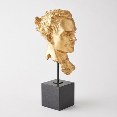 Sculpture portrait doré - feuille d'or