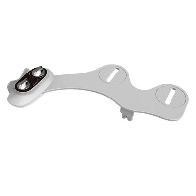 Cuvette de toilette offrant un lavage à l'avant et à l'arrière à deux buses, commandes à bouton, support pour téléphone, blanc, plastique, poids du produit: 1,57 lb