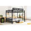 Grand lit superposé en métal noir pour adultes et adolescents, avec tablette de rangement, rangement inférieur de 12,5 po, structure stable