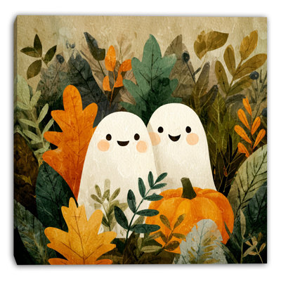 Leafy Little Ghosts Wrapped Canvas Wall Art