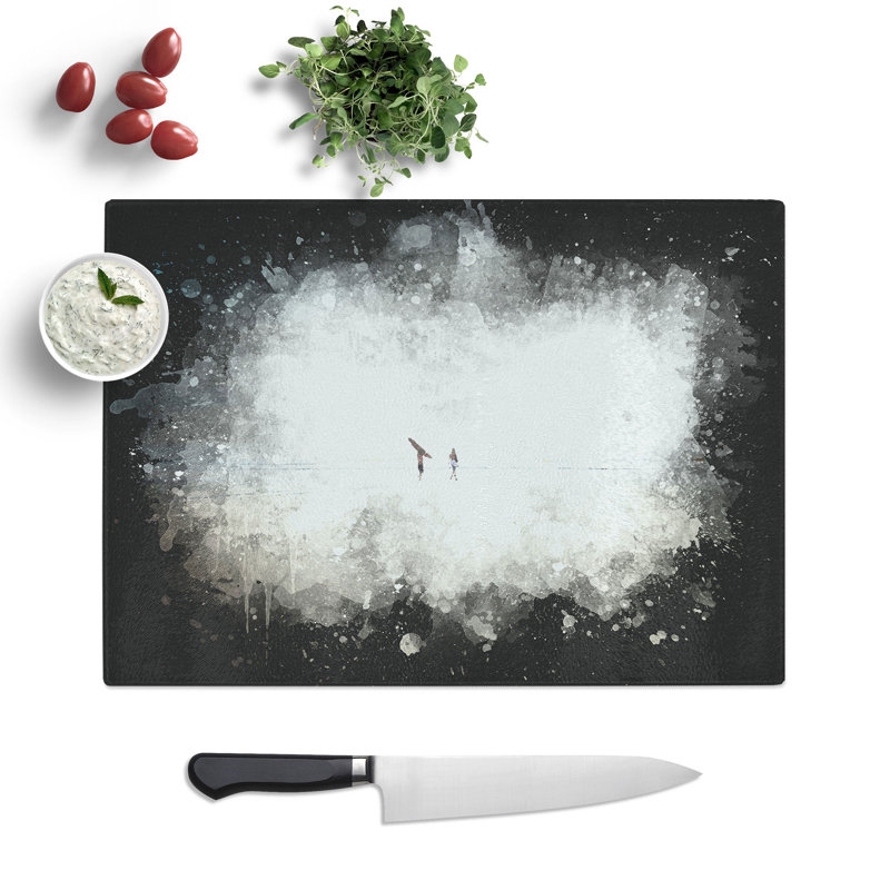 Tempered Glass Heading to the Surf Chopping Board, 28.5 cm x 39 cm