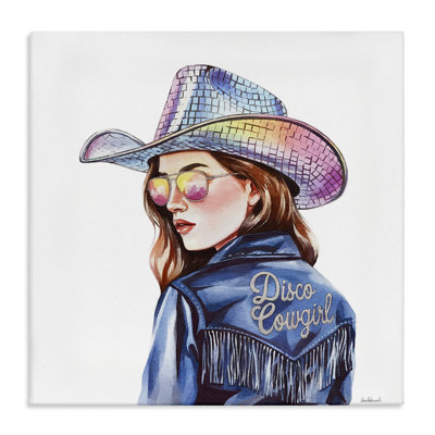 Disco Cowgirl en toile bleue, design par Amanda Greenwood
