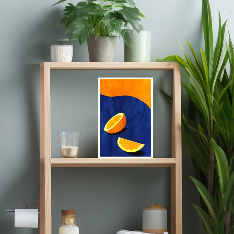Fresh Orange Slices Abstract Colorful Geometric Fruit Wall Art, 18" H x 12" W