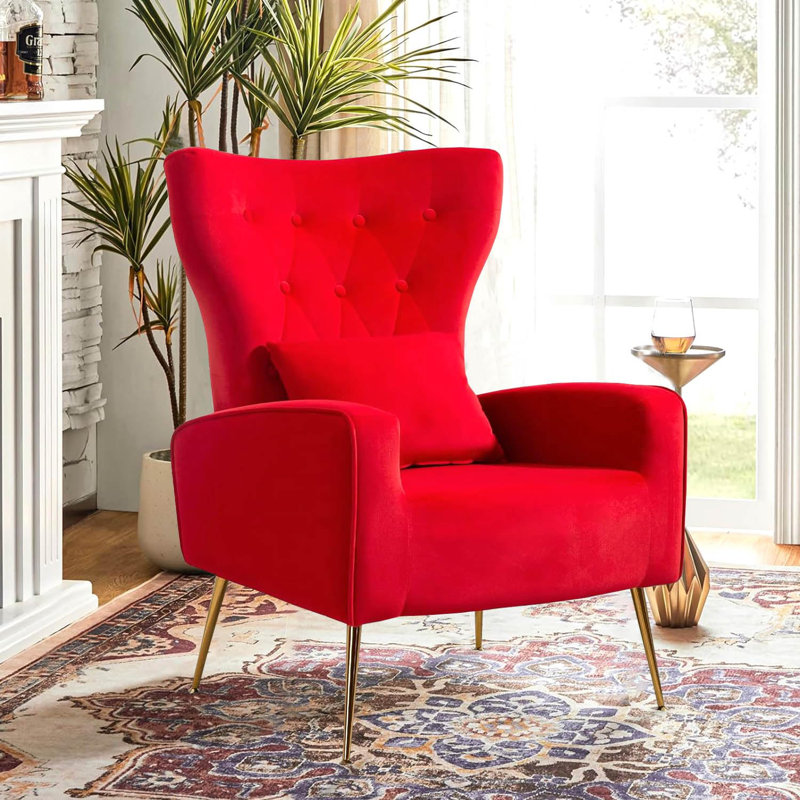Ireal Velvet Armchair, Red
