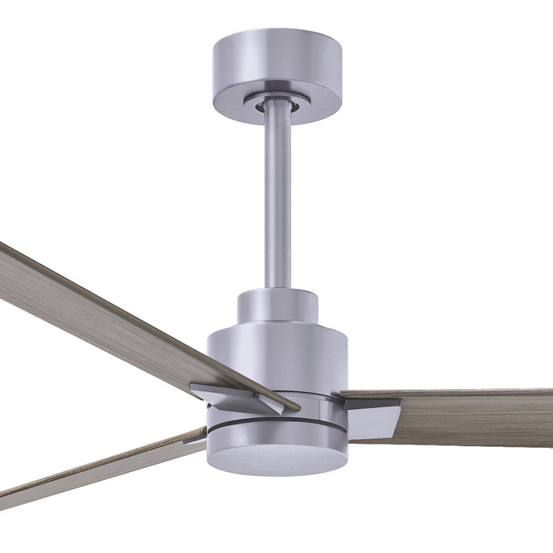Alessandra Outdoor Downrod Ceiling Fan, Brushed Nickel, Gray Ash Tone