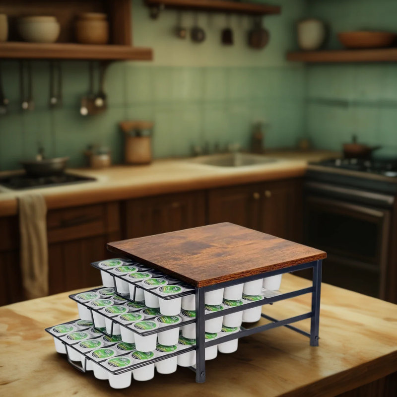 Organisateur de tiroir de rangement à 3 niveaux pour capsules de café avec plateaux coulissants, pouvant contenir 90 capsules K-Cups pour la cuisine à domicile ou le comptoir de bureau, structure en acier robuste