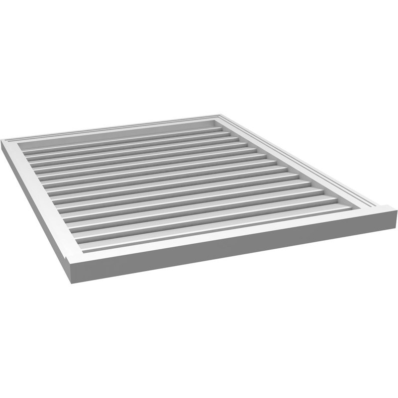 Évent à pignon fonctionnel en uréthane rectangulaire à fixation en surface, brun clair apprêté, H 42 po x l 34 po x P 2 po
