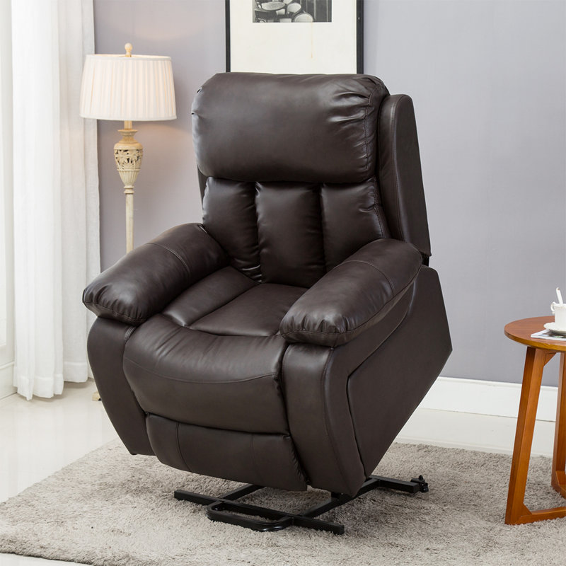 96cm Wide Lift Assist Standard Recliner with Massager, Single Motor Lift Assist, Brown