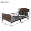 Structure de lit plateforme simple en métal avec lumière, lit simple en métal pour enfants avec tête de lit tapissier et rangement-124917759-124917758
