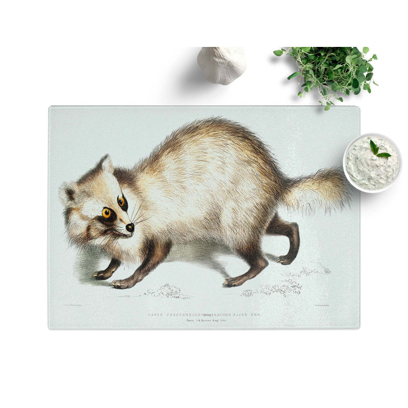 Tempered Glass Racoon-Faced Dog by John Edward Gray Chopping Board, 28.5 cm x 20 cm