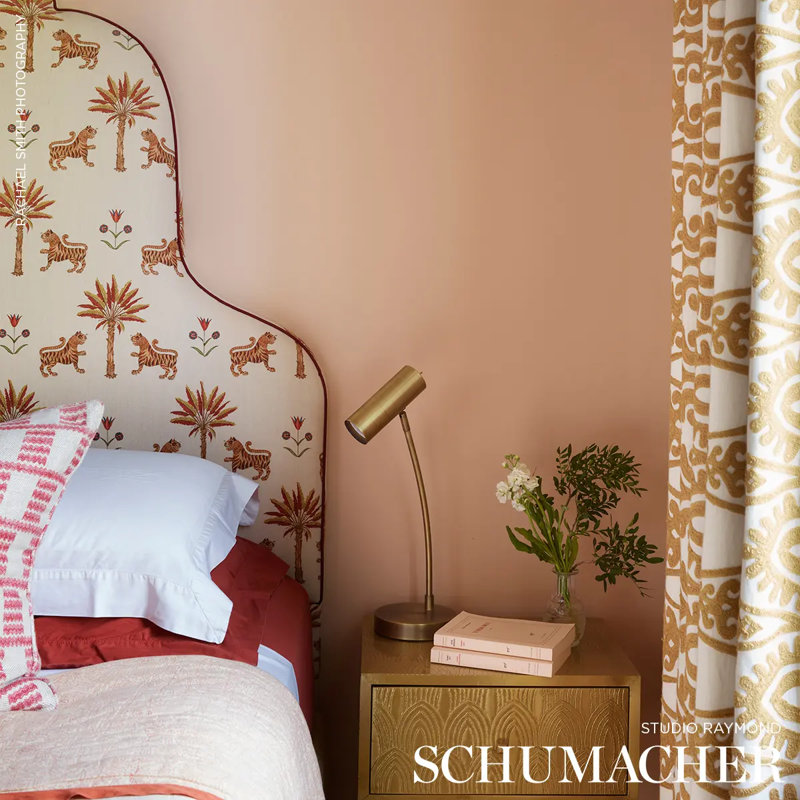 Tiger Palm Fabric, Crimson