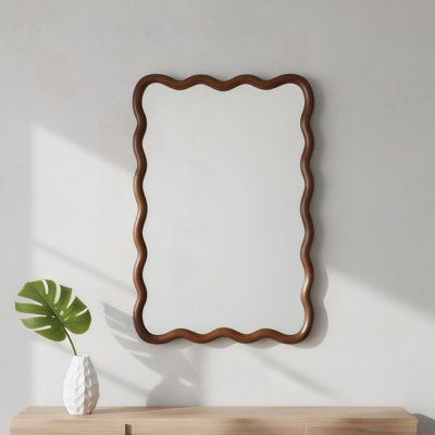 Black Walnut 20x30 Inch Wavy Rectangle Solid Wood Frame Mirror