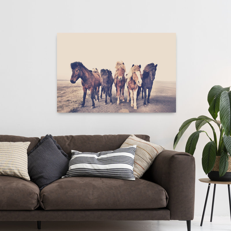 Chevaux, art abstrait cheval contemporain, H 32 po x l 48 po