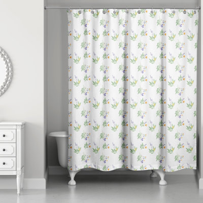 Ensemble de rideau de douche floral et crochets