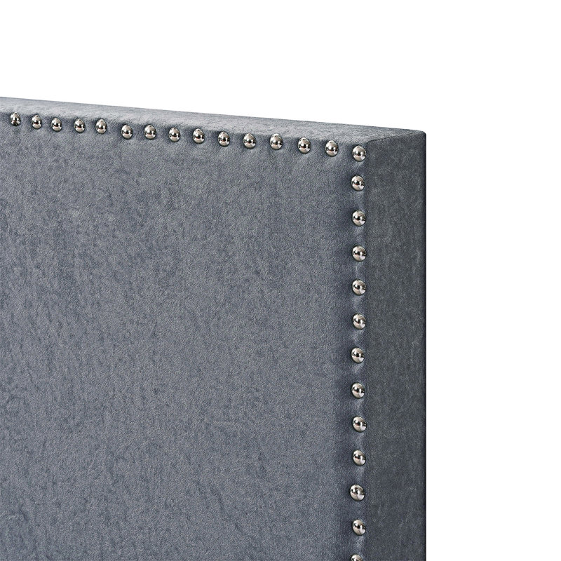 Upholstered Platm Bed, Gray, Full