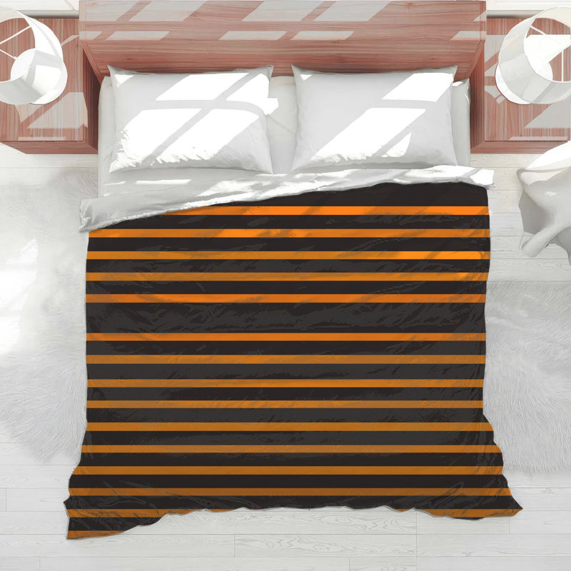 Stripes Bedding Pattern Comforter Modern, Queen Comforter, Orange Striped