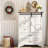 47" Tall Farmhouse 5 Drawer Sideboard Buffet, Storage Cabinet Chest With Sliding Barn Door & Shelf For Kitchen, Bathrooms-989981567