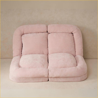 Convertible Double Sofa Bed with 18-Position Adjustable Back | Pink | Seat Depth 63.78