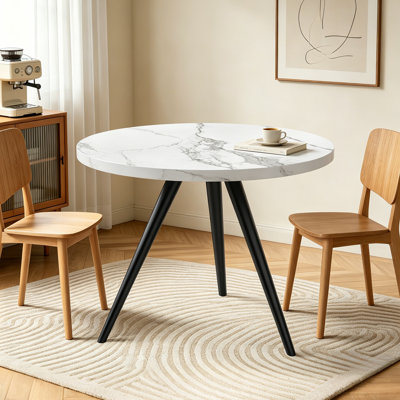 34.7" Round Dining Table Set For 4, Modern  Coffee Kitchen Table with Metal Legsfor Kitchen, Dining Room, Apartment