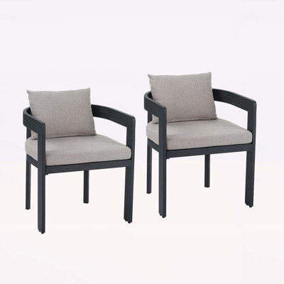 Outdoor Aluminum Dining Chairs with Comfortable Cushions,Set of 2 by Latitude Run