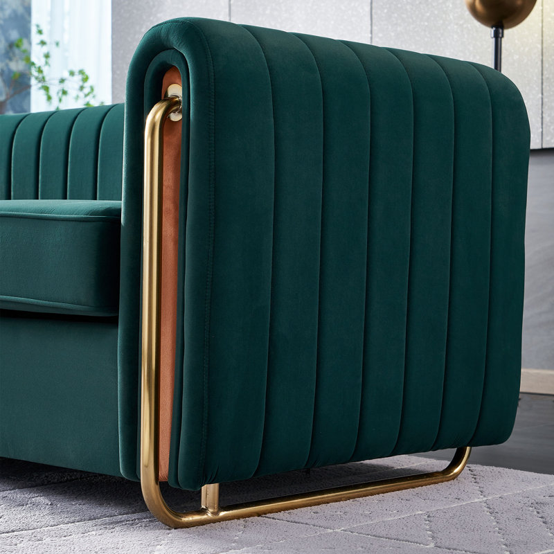 Canapé 84,4 po, Velours vert foncé