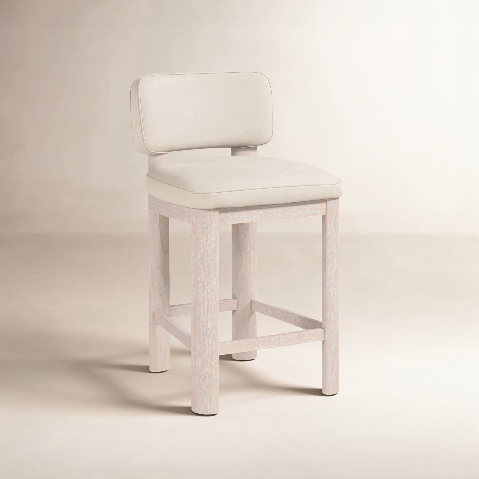 26" Bar Stool, Taupe Vegan Leather, Natural