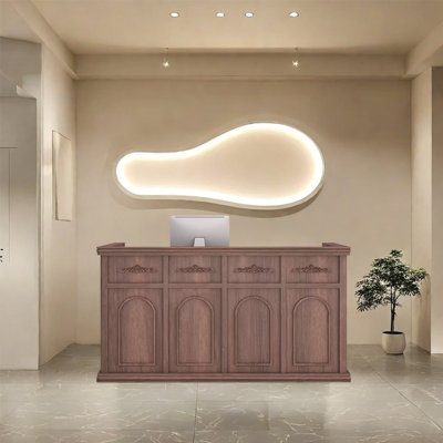 Vintage Style Computer Desk, Writing Desk, Front Desk, and Service Counter – Classic Design for Offices, Retail Stores, and Clothing Shops by OX Art Reception Desk