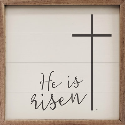 He Is Risen Cross White