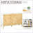 Sideboards Buffet Cabinet, Modern Natural Wood 3-Door with Chevron, Adjustable Shelves | MDF+Steel