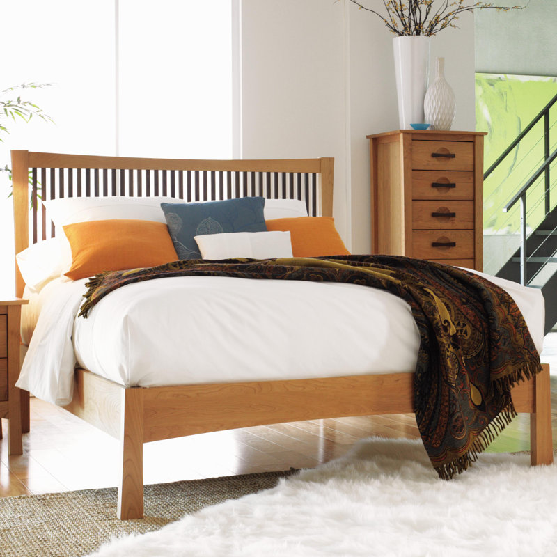 Berkeley Wood Slat Bed, Saddle Cherry, Cal King, Conventional