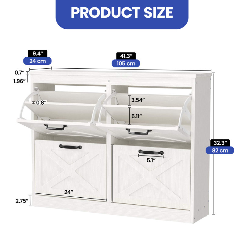 Stackable Shoe Storage Cabinet, White