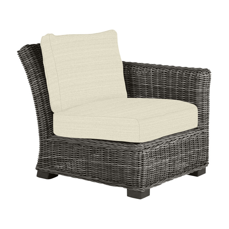 Rustic Patio Lounge Chair with Cushions, No Welt, Slate Gray, Rollo Silver InsideOut® Linen