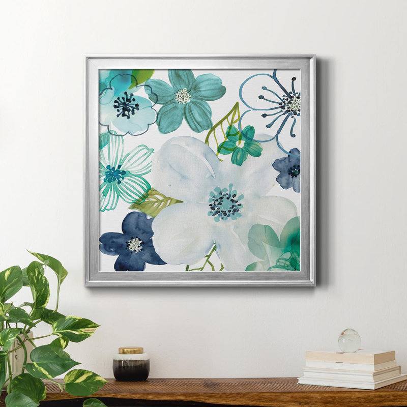 Layers of Summer II - Toile encadrée de qualité supérieure - prête à être accrochée, Argent, H 22,5 po x l 22,5 po x P 1,5 po