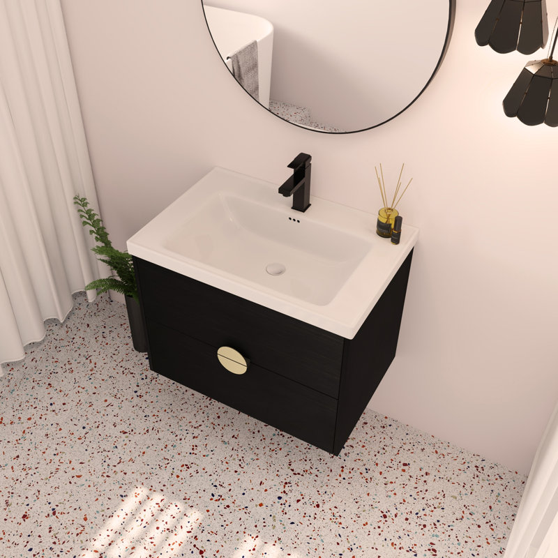 Meuble-lavabo mural de 28 po avec lavabo, pour petite salle de bain (emballage KD)