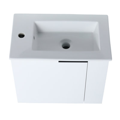 Meuble-lavabo de 22 po avec lavabo, fixation murale, porte à fermeture douce, petit meuble contemporain de style chic