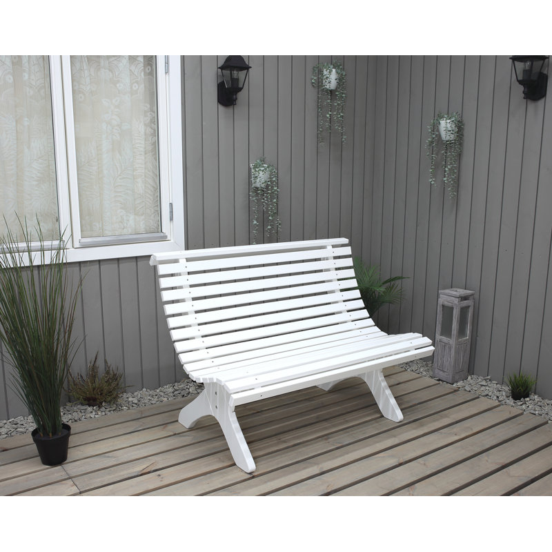 Oluna Solid Wood Pine Outdoor Bench, 87cm H x 116cm W x 74cm D, White