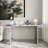 Luxury Full-length Mirror Console Table With Fluted Tempered Glass And Rounded Edge