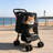 Foldable 4 Wheel Pet Stroller for Small Dogs and Cats Up to 28 lbs, Comes with Multi-Functional Tray, 2 Safety Leashes, Storage Basket and Breathable Mesh, Perfect for Outdoor Stroll and Shopping Trips, Black-135994217