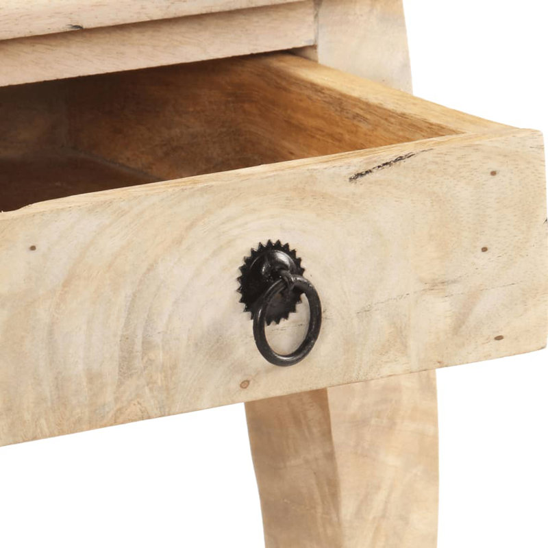 Table de chevet avec tiroir et table de chevet en bois de manguier massif, Brun clair