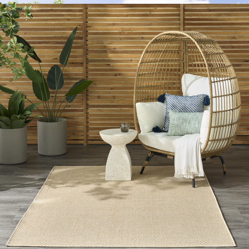 Tulum Solid Indoor/Outdoor Area Rug, Rectangle 6' x 9', Cream