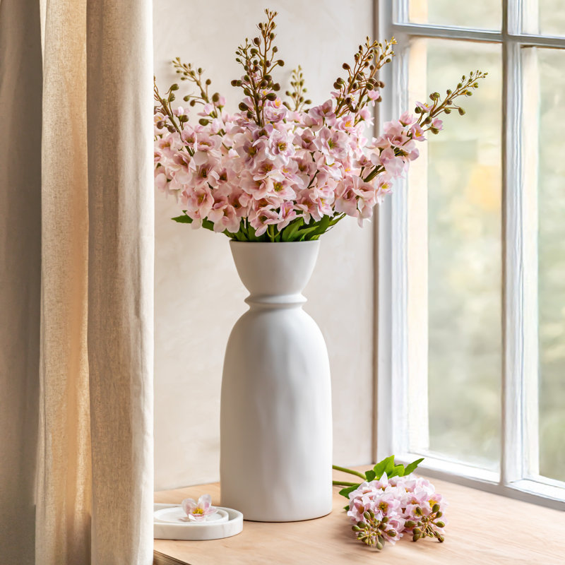 Vintage Hollyhock Floral Stem Tall, Pink