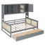 Lit de jour en bois double avec 2 tiroirs, armoire et tablette tout-en-un, gris