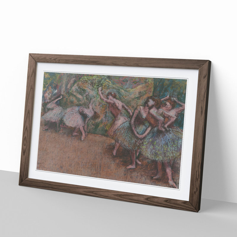 View of the Ballet Ballerina Dancers by Edgar Degas - Picture Frame Painting, 27cm H x 36cm W x 2cm D, Walnut