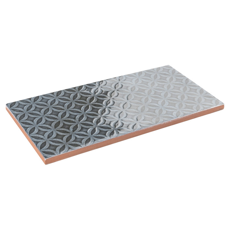 Camden 8" x 4" Ceramic Patterned Subway Tile, Azurro