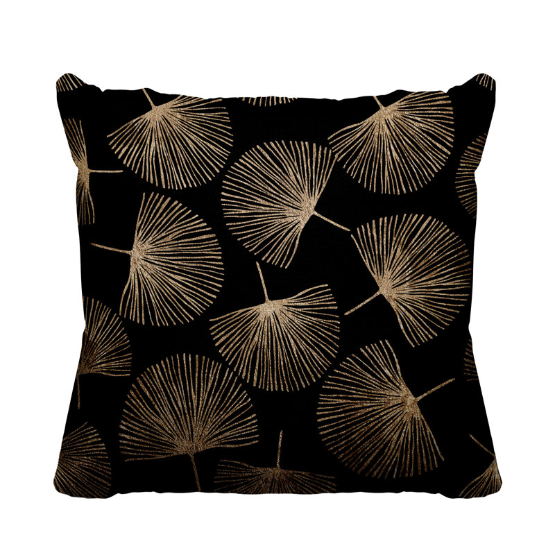 Coussin intérieur / extérieur Joba Dandilion, Noir / or, L 15 po x H 15 po
