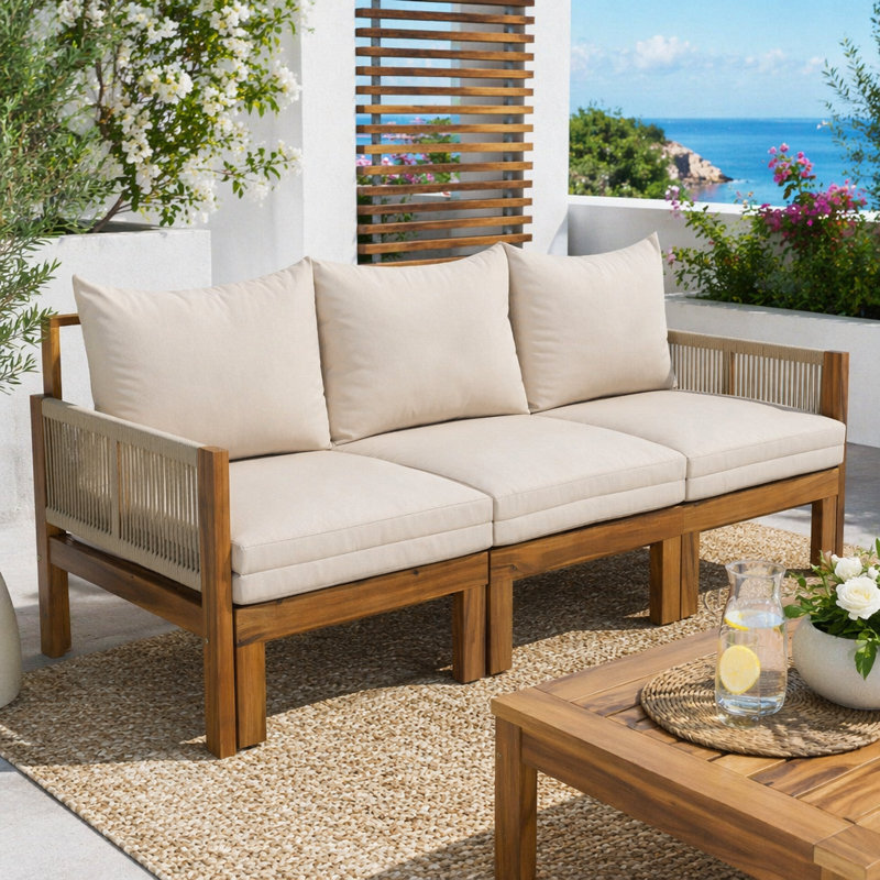 Outdoor Daybed Patio Sofa Bed 3 Seat Patio Sunbed Outdoor Sleeper Sofa Outdoor Couch, Brun