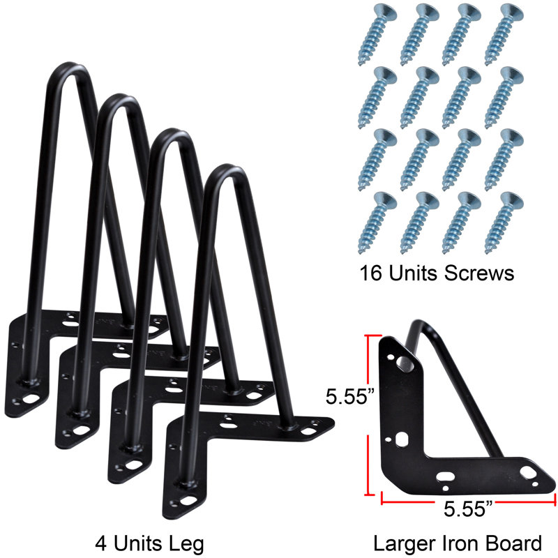 Pieds de table en épingle Georgianna, H 6 po x l 4,75 po x P 4,75 po